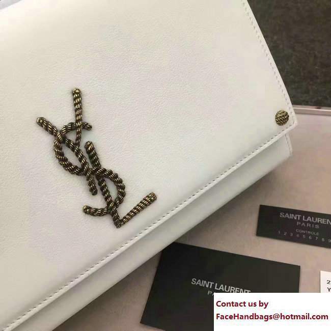 Saint Laurent Braided Logo Classic Medium Monogram Satchel Kate Bag 466300 White 2017