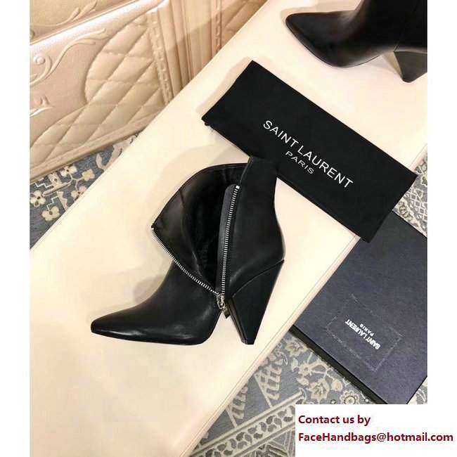 Saint Laurent Heel 10.5cm Niki Asymmetrical Ankle Boots Black 2017