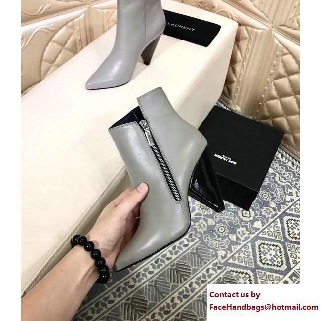 Saint Laurent Heel 10.5cm Niki Asymmetrical Ankle Boots Gray 2017