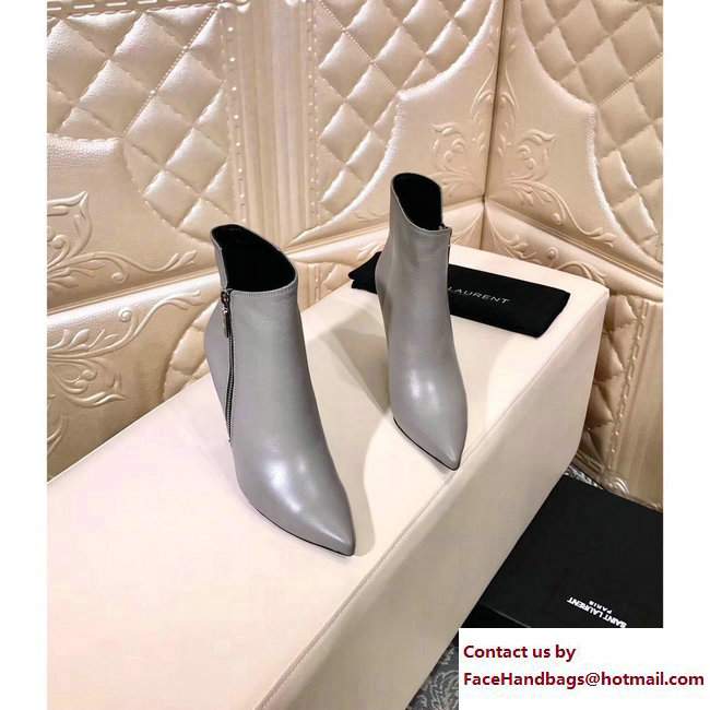 Saint Laurent Heel 10.5cm Niki Asymmetrical Ankle Boots Gray 2017