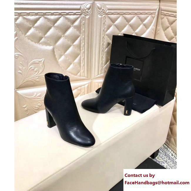 Saint Laurent Heel 9.5cm Loulou Zipped Ankle Boots Calfskin Black 2017