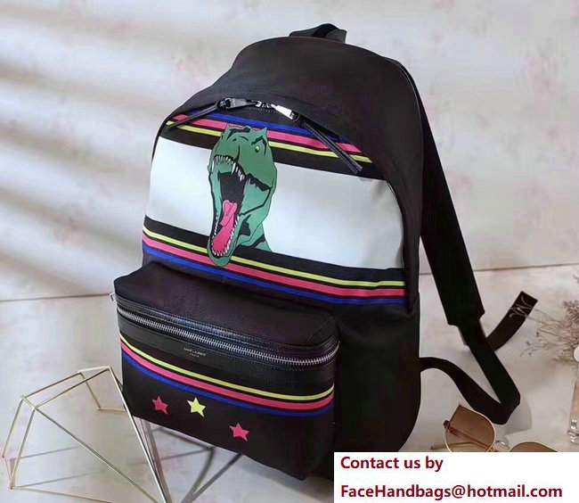 Saint Laurent Multicolor City Dinosaur Backpack Bag 435988 Black