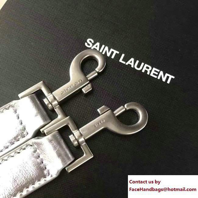 Saint Laurent Nano Sac De Jour Bag In Silver Metallic Leather 2017