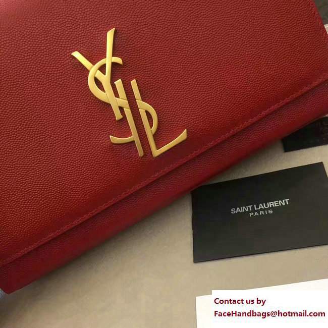 Saint Laurent Opened Logo Grained Classic Medium Monogram Satchel Bag 470428 Red 2017