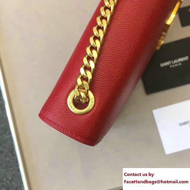 Saint Laurent Opened Logo Grained Classic Medium Monogram Satchel Bag 470428 Red 2017