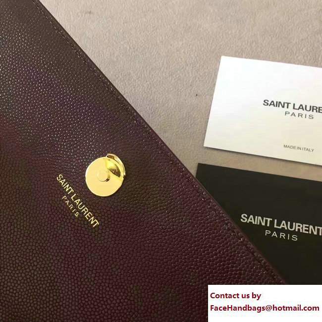 Saint Laurent Opened Logo Grained Classic Small Monogram Satchel Bag 470429 Burgundy 2017