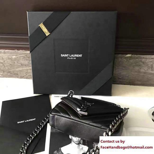 Saint Laurent Small Monogram Matelasse College Bag 392736 Black 2017