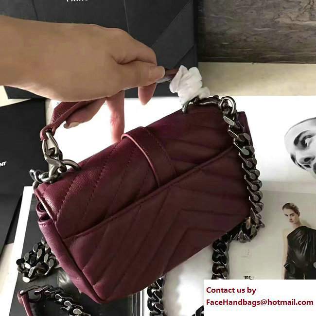 Saint Laurent Small Monogram Matelasse College Bag 392736 Dark Red 2017