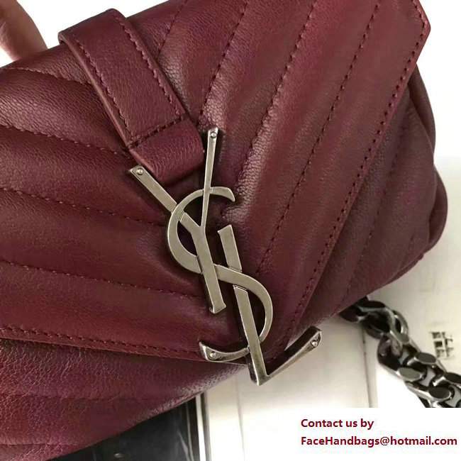 Saint Laurent Small Monogram Matelasse College Bag 392736 Dark Red 2017