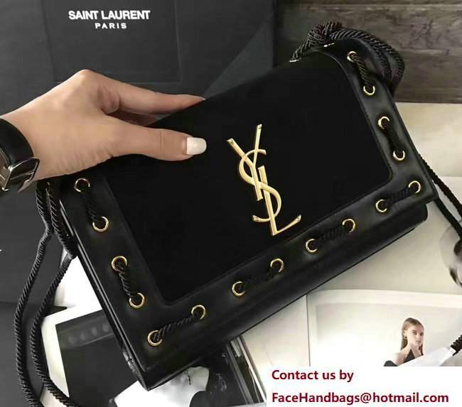 Saint Laurent Whipstitch Classic Medium Monogram Satchel Kate Bag 466286 Black 2017