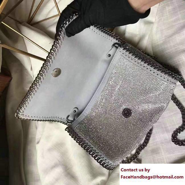 Stella McCartney Falabella Crystal Stones Cross Body Bag Gray 2017