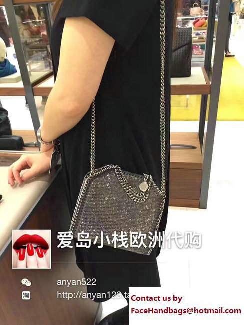 Stella McCartney Falabella Crystal Stones Tiny Tote Bag Dark Gray 2017