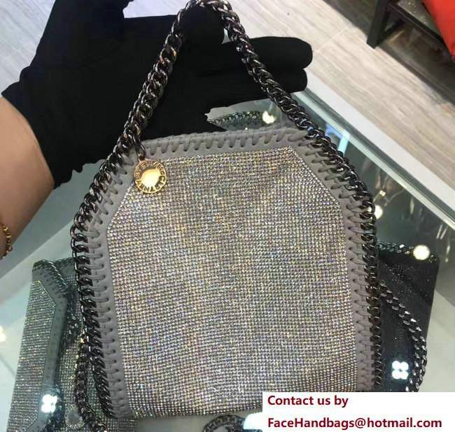 Stella McCartney Falabella Crystal Stones Tiny Tote Bag Gray 2017