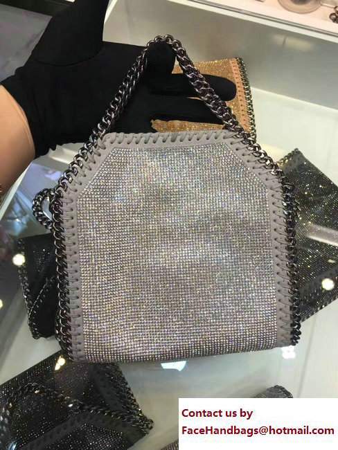 Stella McCartney Falabella Crystal Stones Tiny Tote Bag Gray 2017