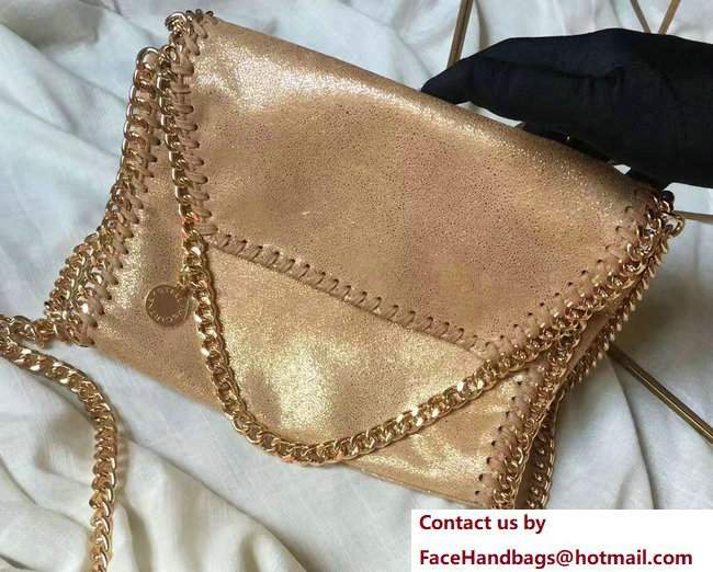 Stella McCartney Falabella Shiny Dotted Mini Fold Over Tote Bag Gold 2017