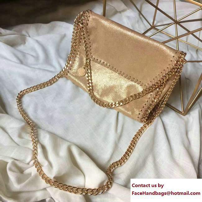 Stella McCartney Falabella Shiny Dotted Mini Fold Over Tote Bag Gold 2017