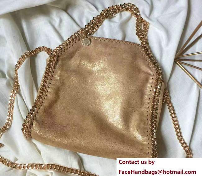 Stella McCartney Falabella Shiny Dotted Mini Tote Bag Gold 2017