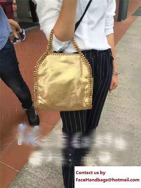 Stella McCartney Falabella Shiny Dotted Mini Tote Bag Gold 2017