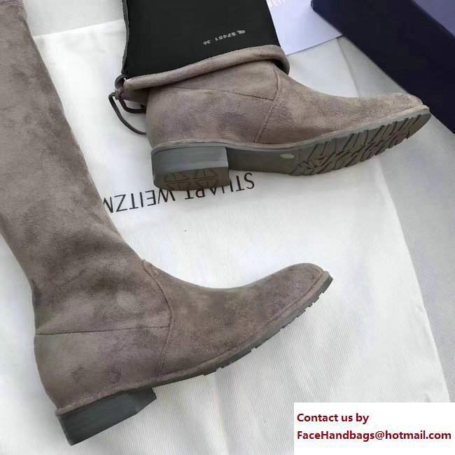 Stuart Weitzman Suede Heel 2.5cm Lowland Booots Light Gray