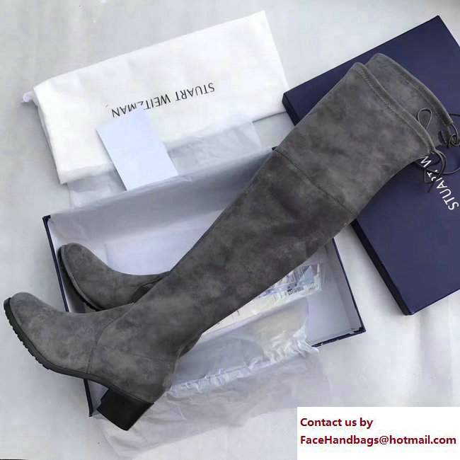 Stuart Weitzman Suede Heel 4.5cm Midland Booots Gray