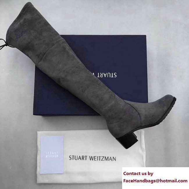 Stuart Weitzman Suede Heel 4.5cm Midland Booots Gray