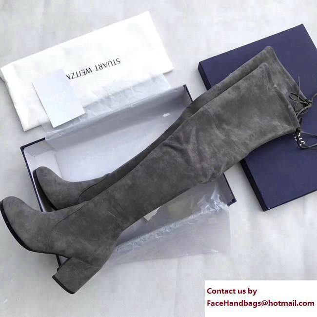 Stuart Weitzman Suede Heel 7.5cm Tieland Booots Gray