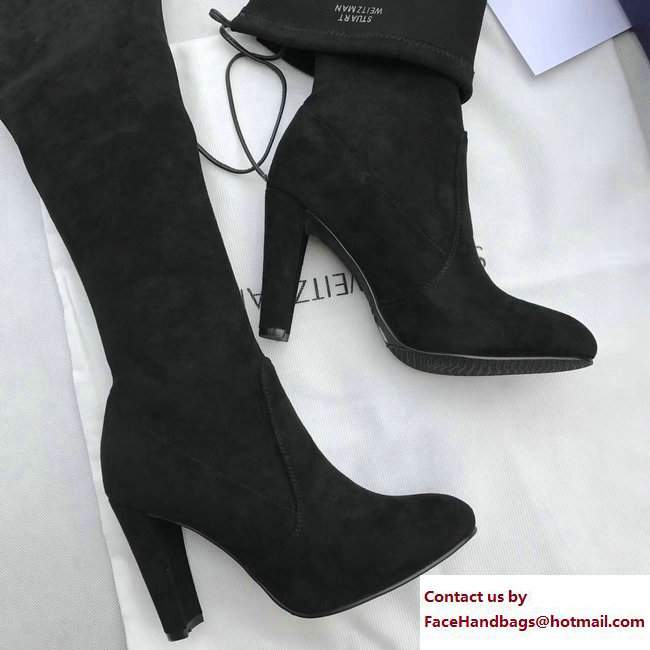 Stuart Weitzman Suede Heel 9.5cm Highland Booots Black