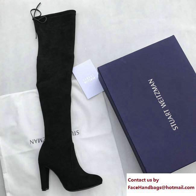 Stuart Weitzman Suede Heel 9.5cm Highland Booots Black