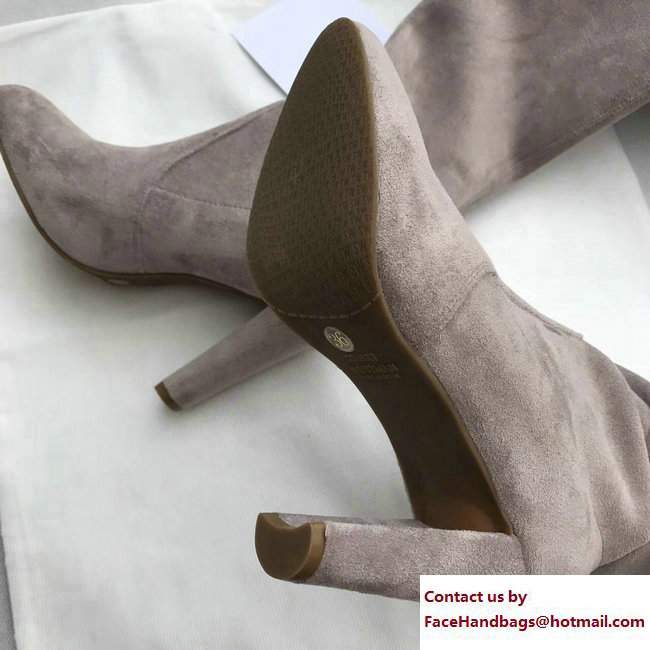 Stuart Weitzman Suede Heel 9.5cm Highland Booots Light Gray