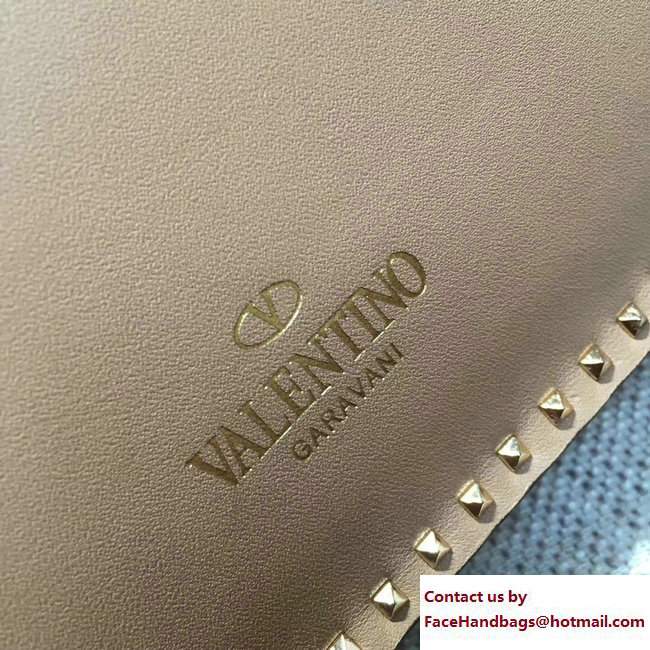 Valentino Stud Stitching Flap Clutch Bag Apricot 2017