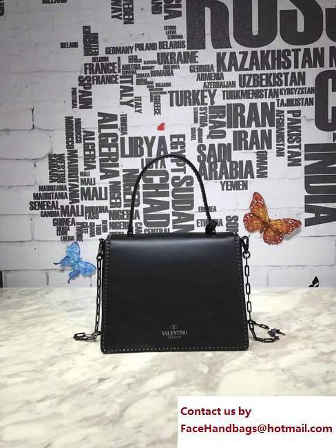 Valentino Stud Stitching Single Handle Large Bag Noir 2017