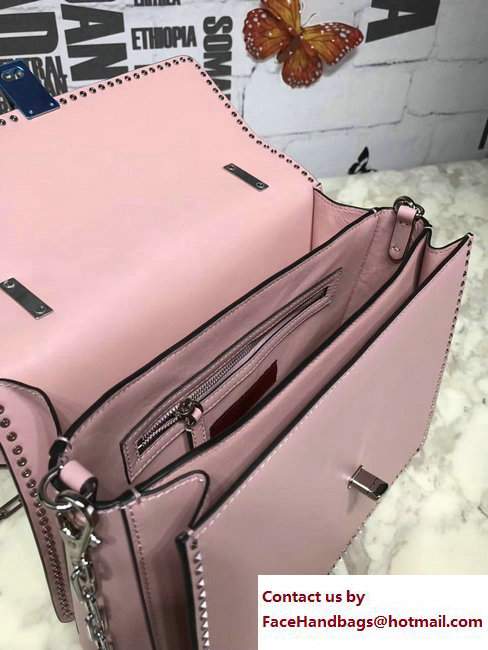 Valentino Stud Stitching Single Handle Large Bag Pink 2017