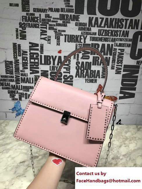 Valentino Stud Stitching Single Handle Large Bag Pink 2017