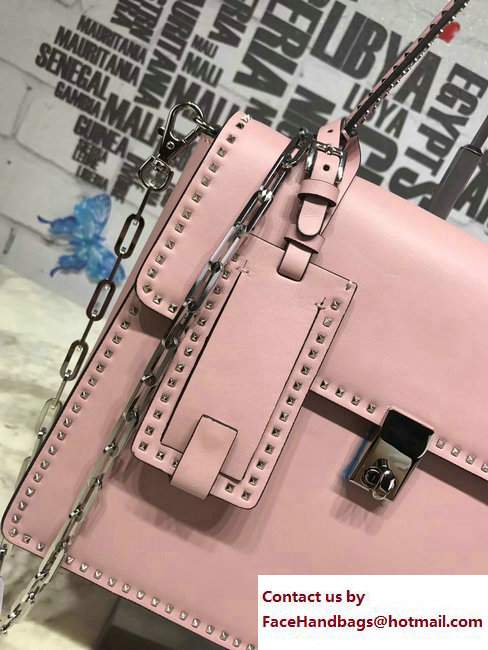 Valentino Stud Stitching Single Handle Large Bag Pink 2017