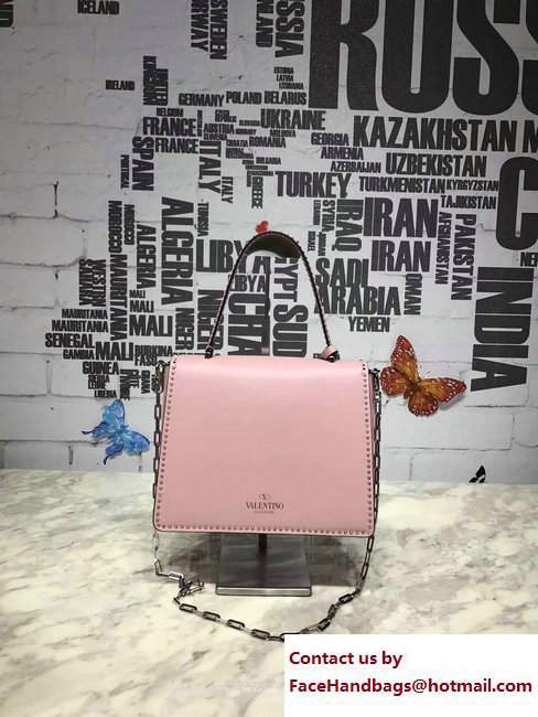 Valentino Stud Stitching Single Handle Large Bag Pink 2017