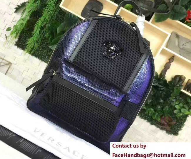 Versace Mesh and Snake Pattern Small Backpack Black