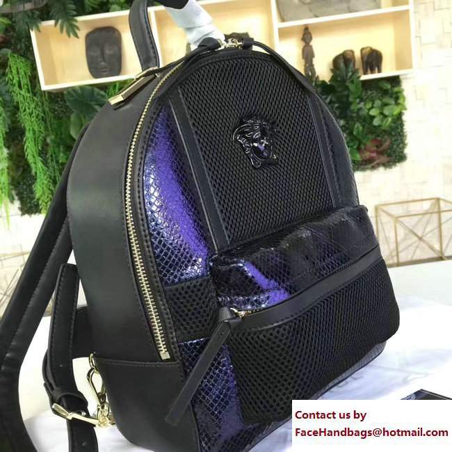 Versace Mesh and Snake Pattern Small Backpack Black