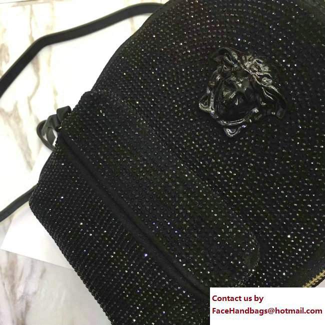 Versace Palazzo Nappa Leather Mini Backpack Crystal Embellished Black