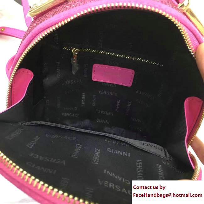 Versace Palazzo Nappa Leather Mini Backpack Crystal Embellished Fuchsia