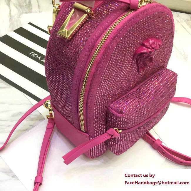 Versace Palazzo Nappa Leather Mini Backpack Crystal Embellished Fuchsia