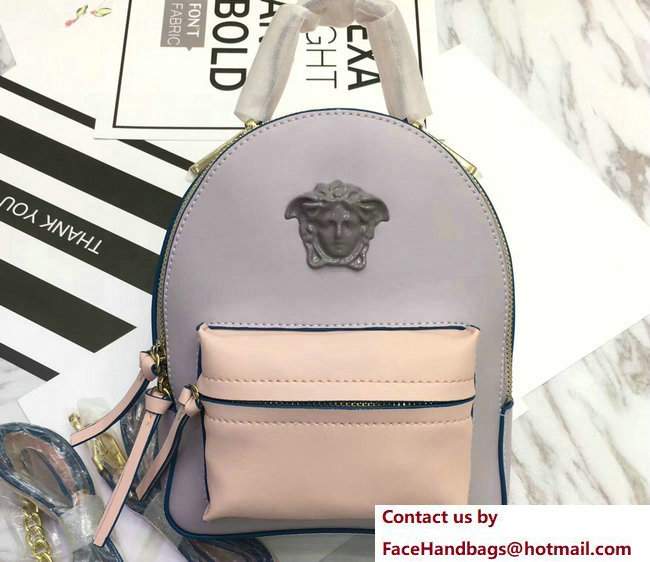 Versace Palazzo Nappa Leather Mini Backpack Gray/Nude