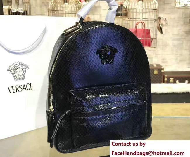 Versace Snake Pattern Small Backpack Black