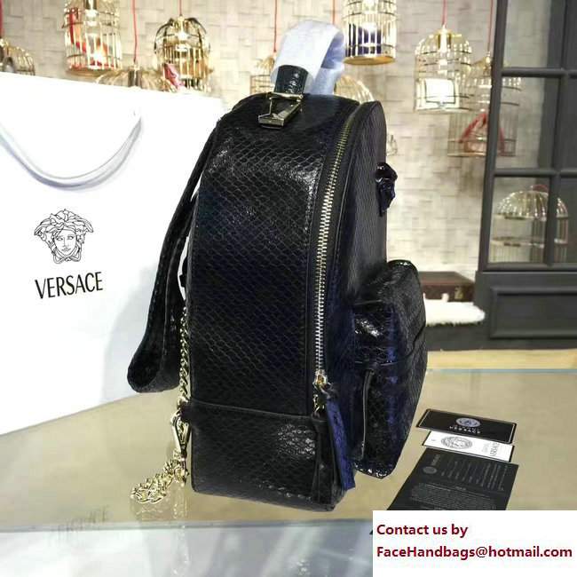 Versace Snake Pattern Small Backpack Black