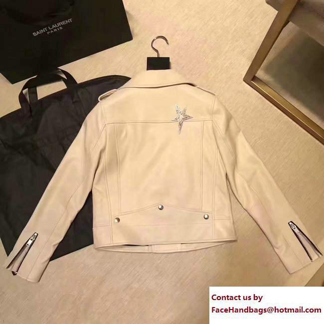 saint lauren classic white ysl motorcycle jacket