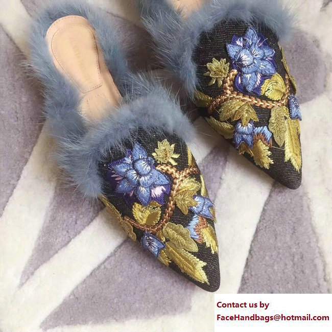 Alberta Ferretti Mink Fur Velvet Mia Mules 01 2017