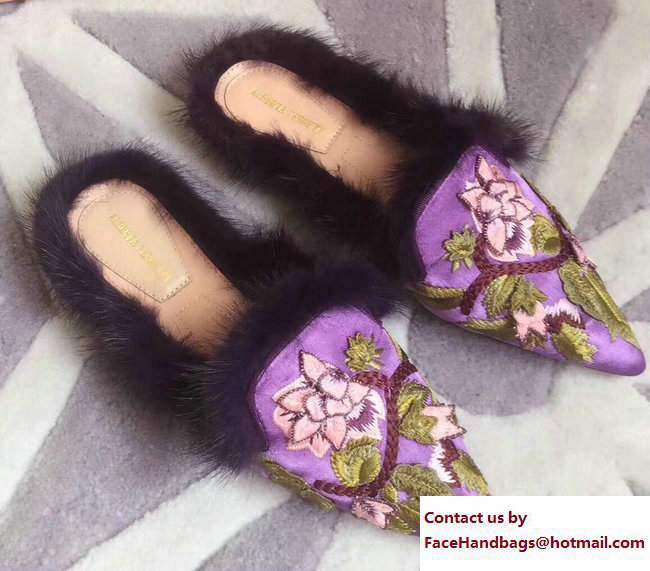 Alberta Ferretti Mink Fur Velvet Mia Mules 03 2017