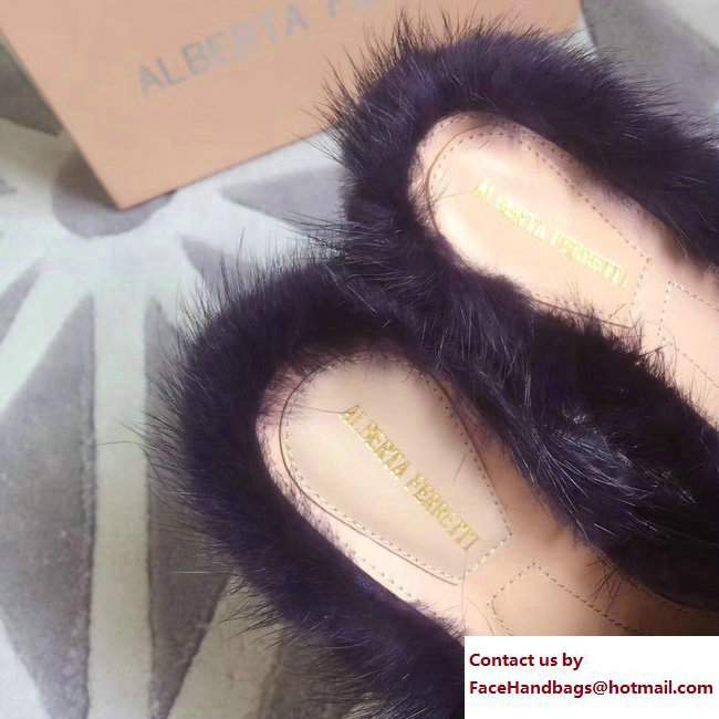 Alberta Ferretti Mink Fur Velvet Mia Mules 03 2017