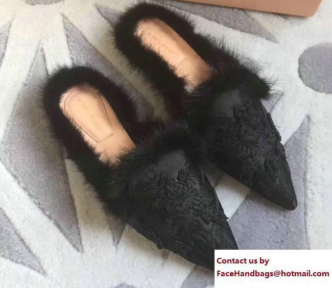 Alberta Ferretti Mink Fur Velvet Mia Mules 05 2017