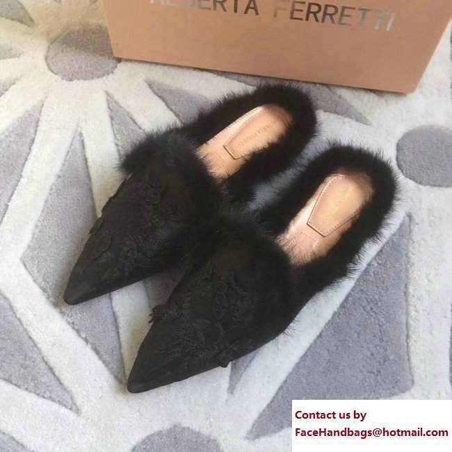 Alberta Ferretti Mink Fur Velvet Mia Mules 05 2017