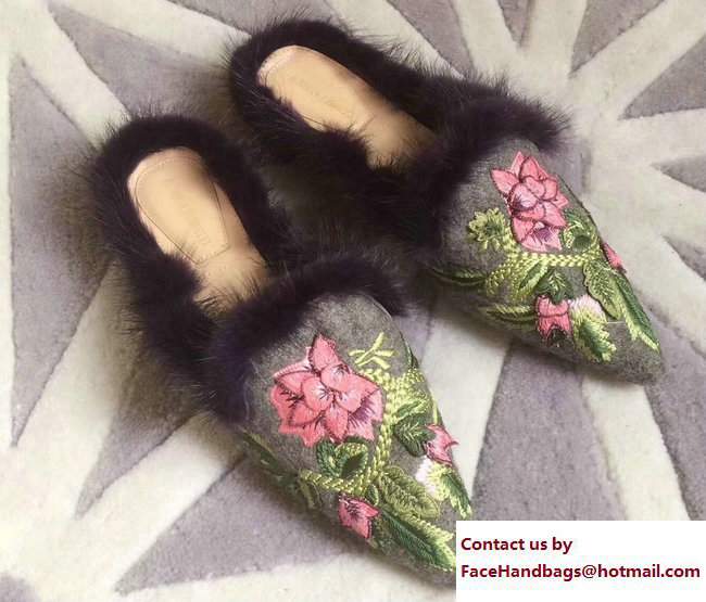 Alberta Ferretti Mink Fur Velvet Mia Mules 07 2017